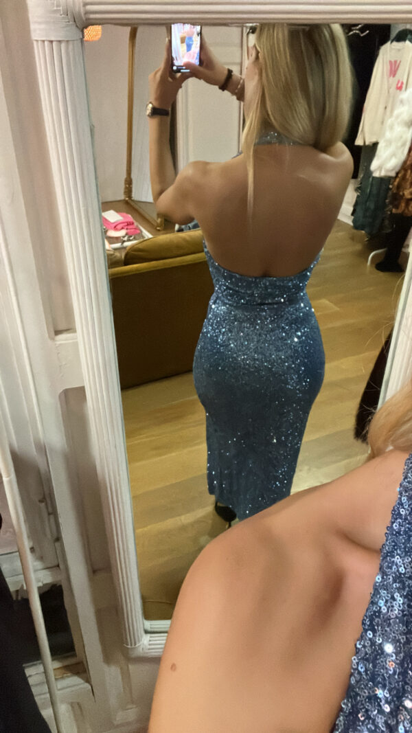 Top azul sirena con lentejuelas