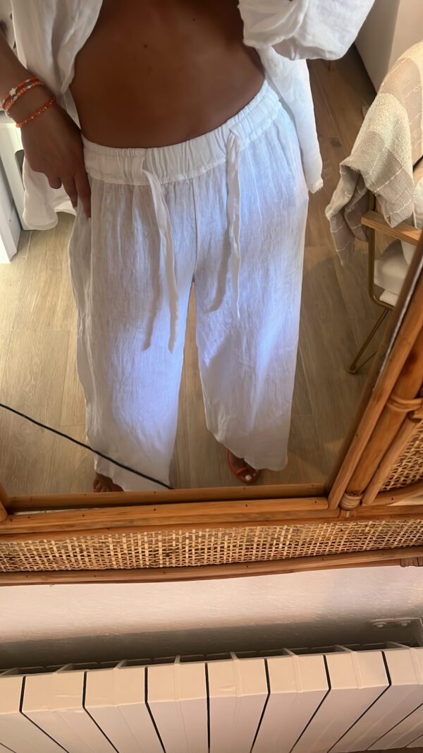 Pantalon lino blanco