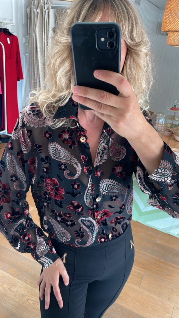 Camisa velvet río burdeos