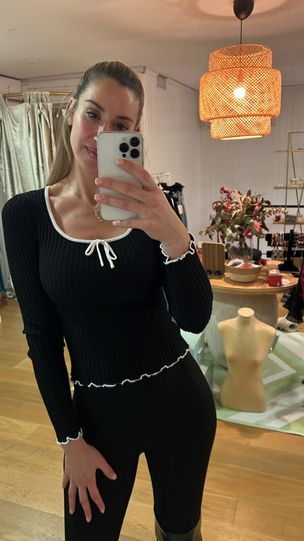 suéter lolita en punto de canalé negro