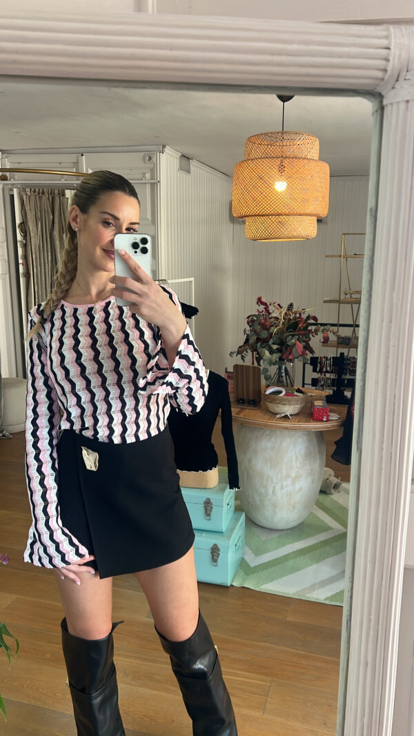 Suéter punto estilo missoni rosa