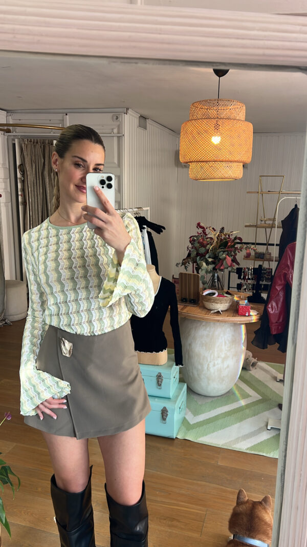 suéter punto estilo missoni kaki