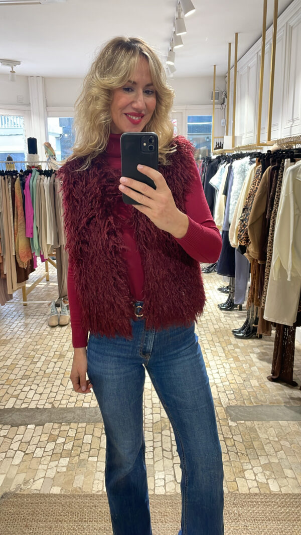 Chaleco burdeos lana Mongolia