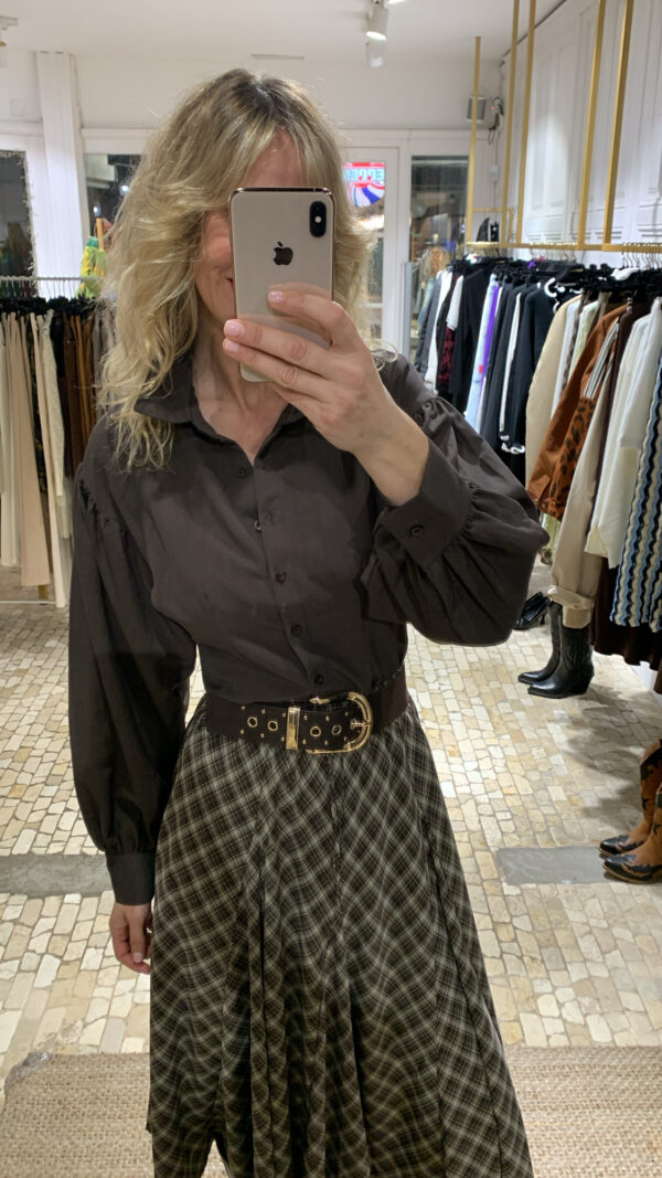 Falda cuadros evase marrón