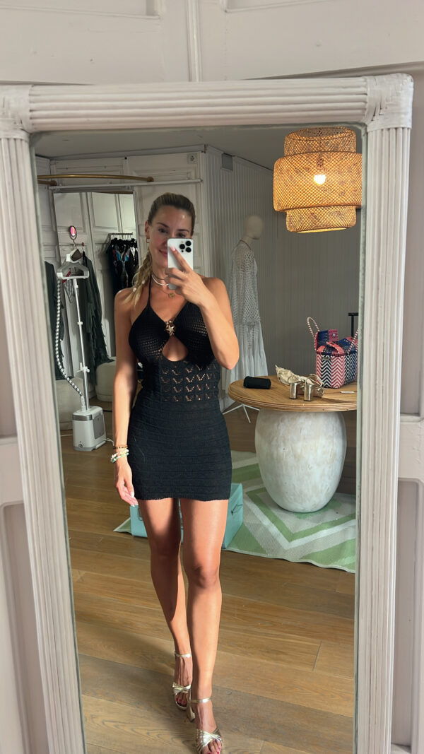 vestido crochete negro