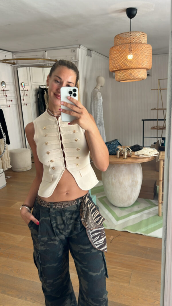 Top chaleco coronel camel