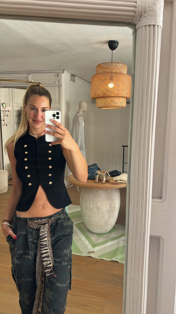 Top chaleco coronel negro