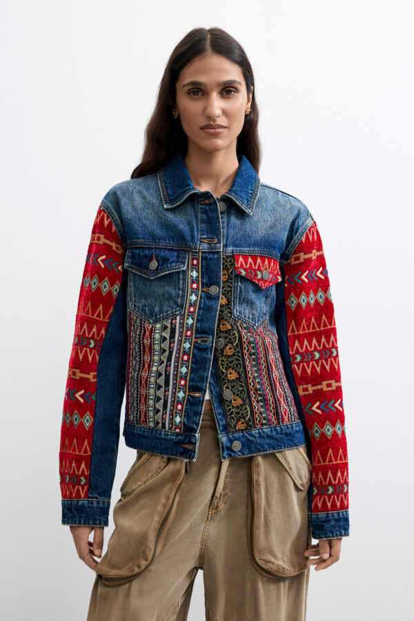 cazadora denim étnica