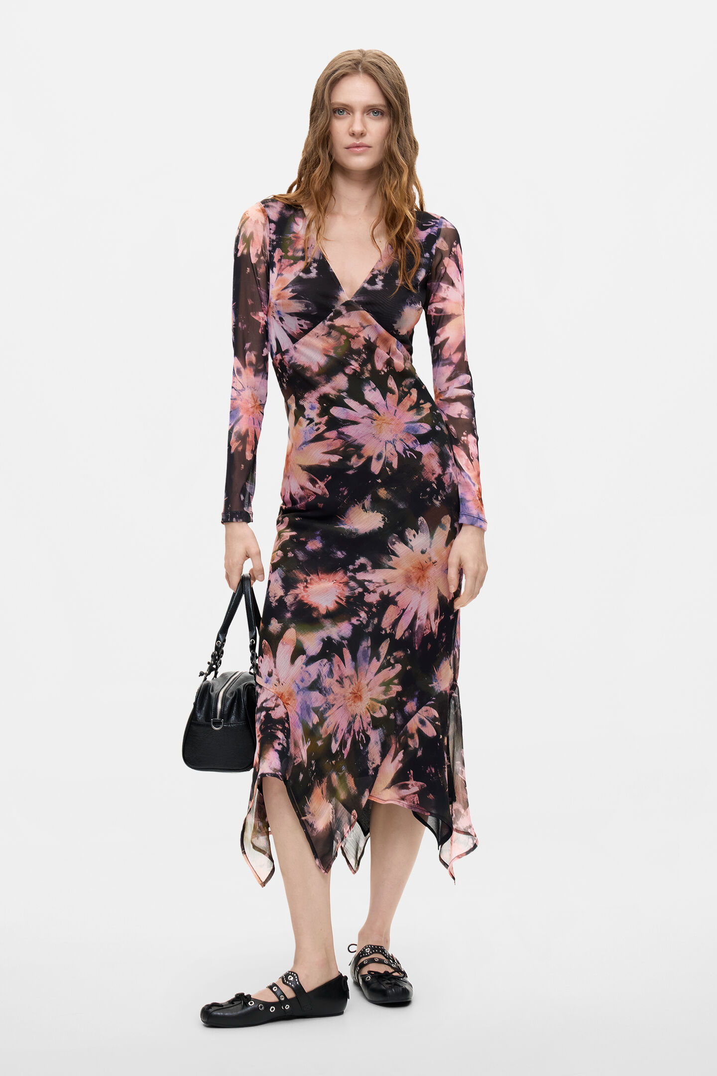 Vestido Manga Larga Midi