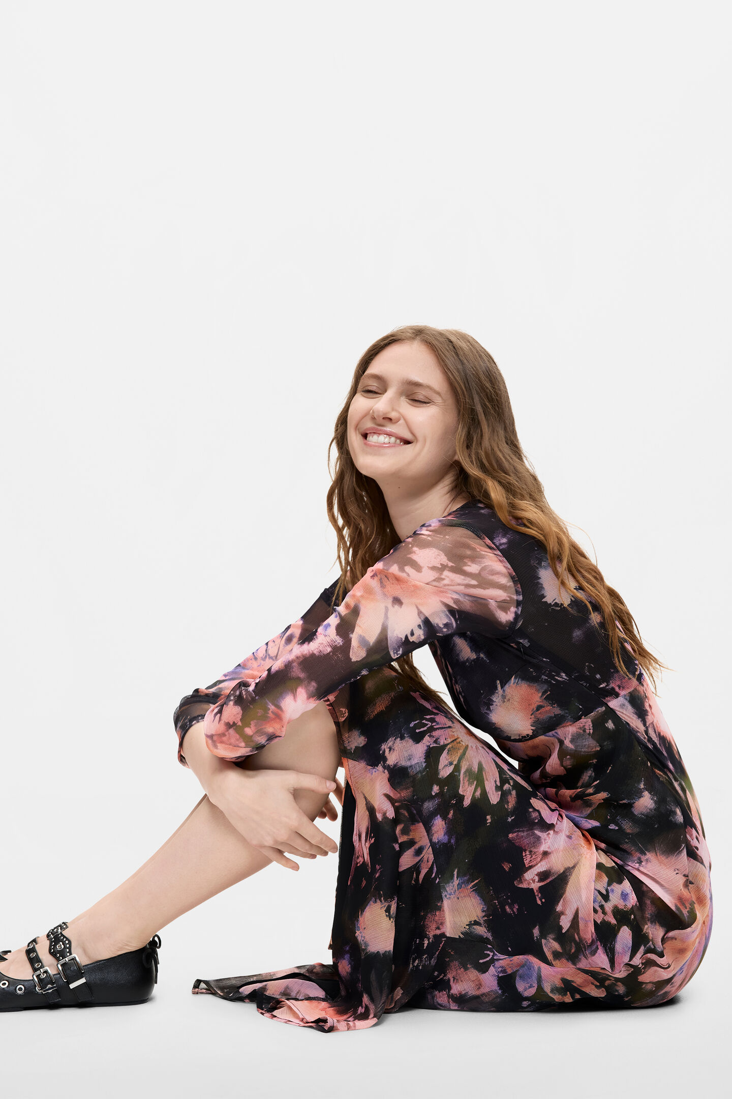 Vestido Manga Larga Midi