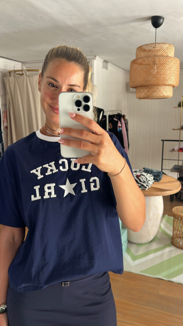 Camiseta lucky girl azul marino