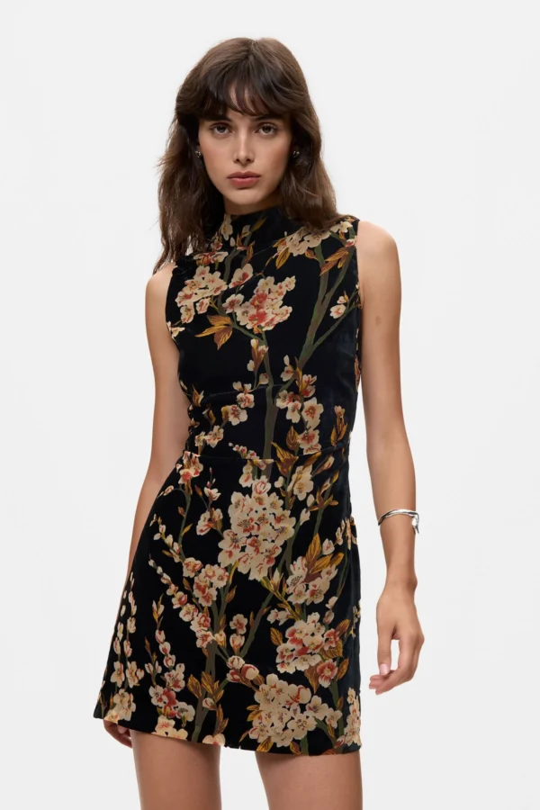 Vestido flores terciopelo