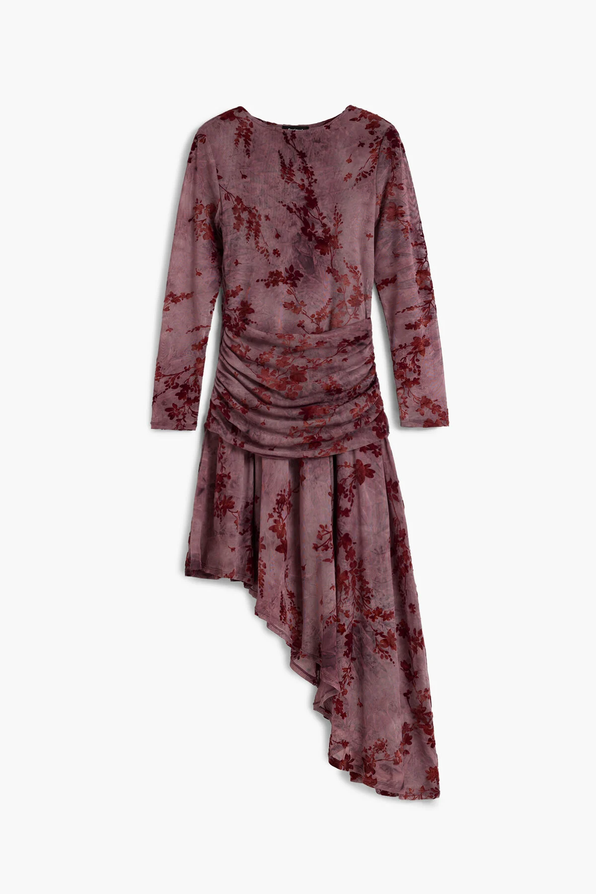 Vestido flocado asimétrico