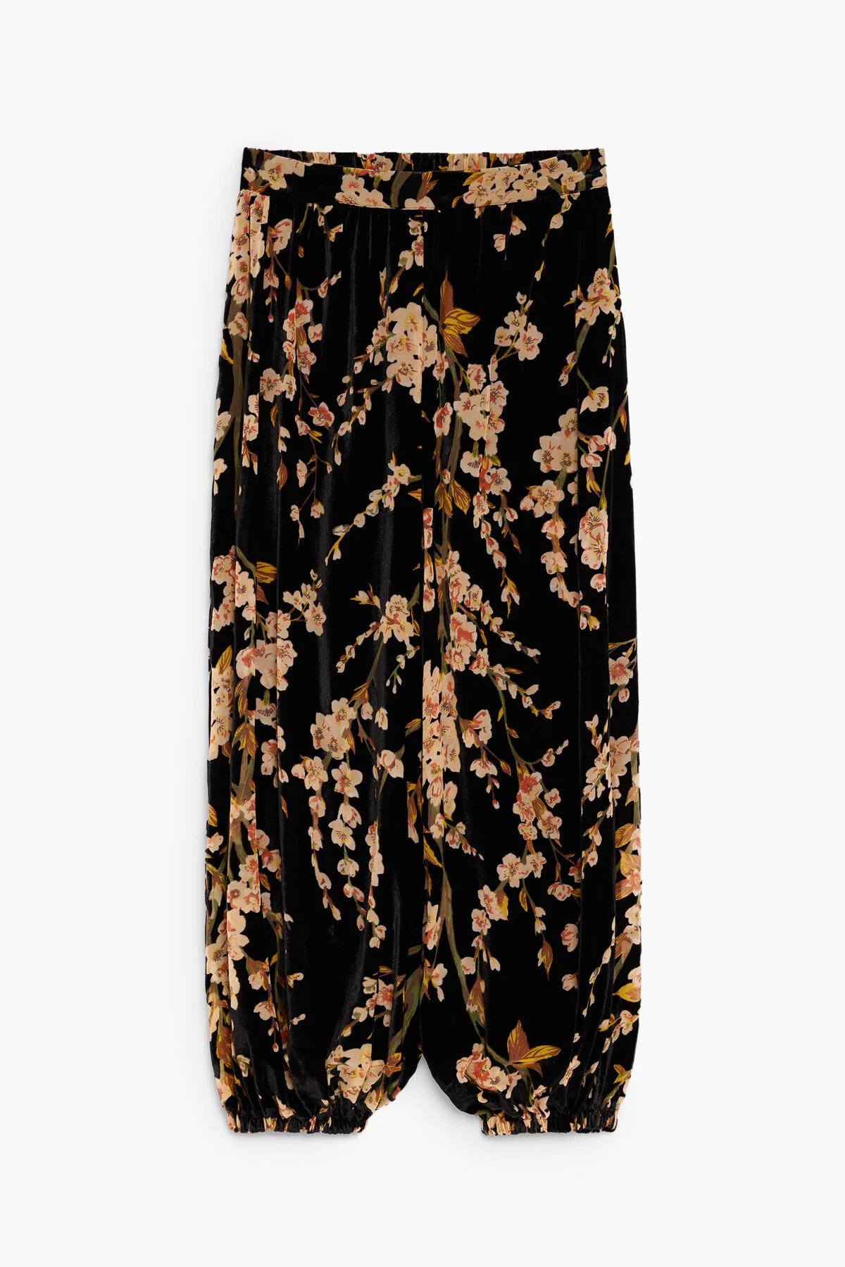 Pantalón balón flores terciopelo