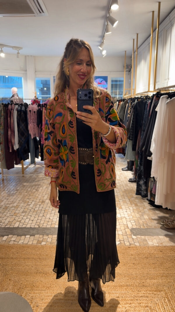 Chaqueta velvet flowers nude