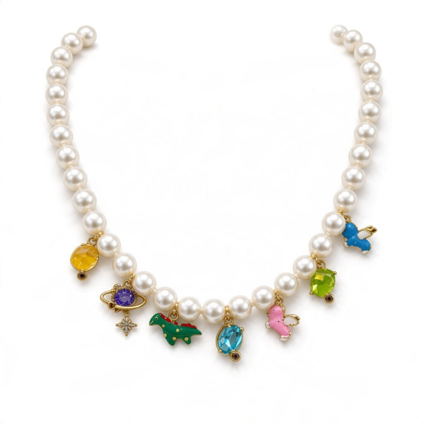 Collar la virgen perlas y charms